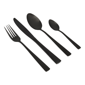 Conjunto Talheres Aço Inox Preto – 16 Peças