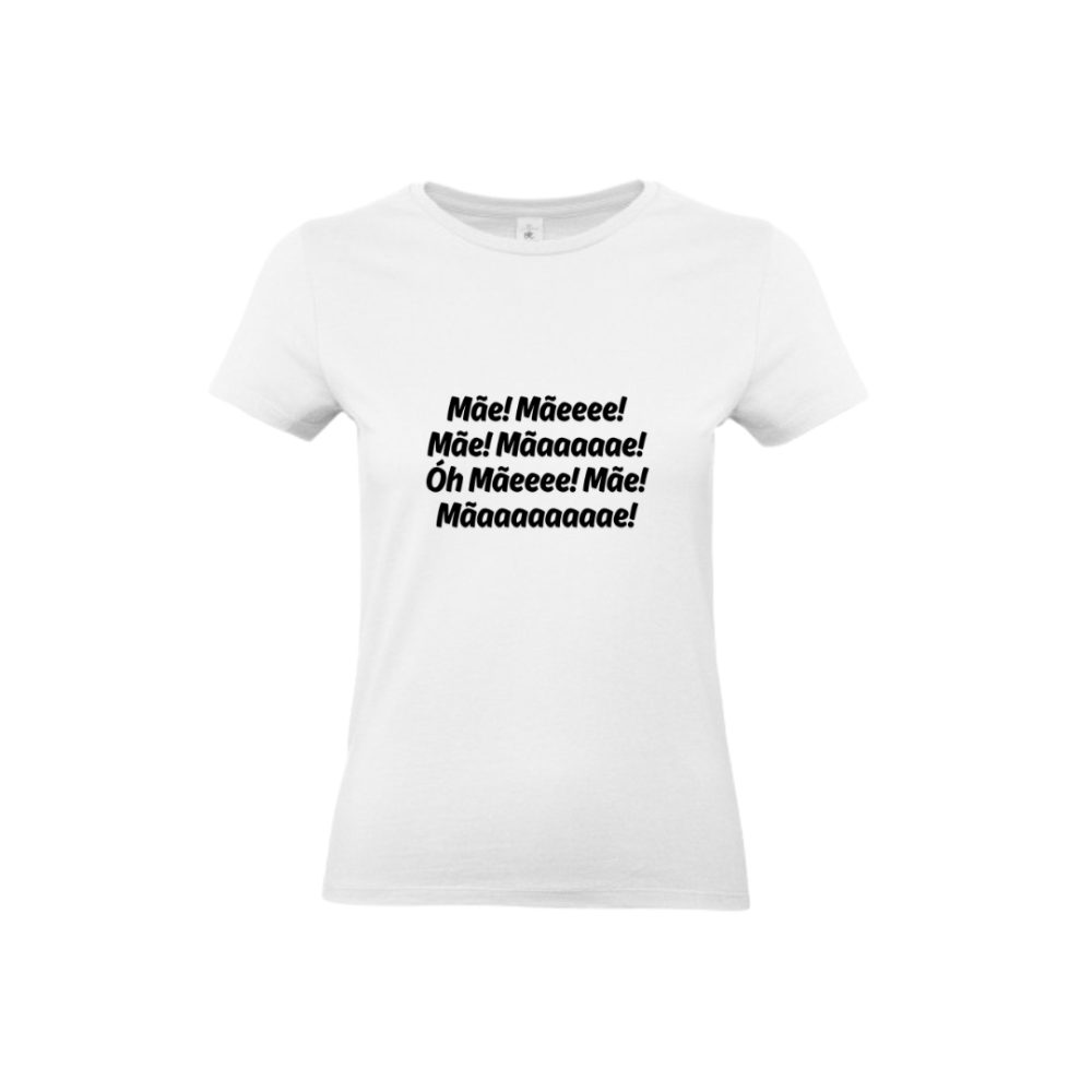 ESGOTADO TEMPORARIAMENTE – T-shirt Mulher “Mãeeeee” (modelo clássico, 100% algodão) – letras grandes - Image 2