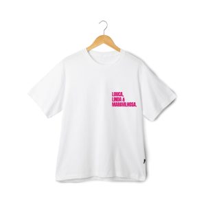 T-shirt Mulher “Louca, Linda e Maravilhosa” (100% algodão) – modelo “cropped”