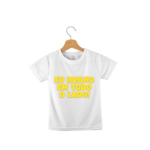 T-shirt criança “Eu brilho em todo o lado” LETRAS DOURADAS BRILHANTES (100% algodão) tamanhos desde 18 meses aos 14 anos